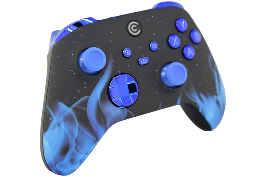 Custom Controllerzz Wireless Controller for Xbox Series X/S & PC - Blue Flame with Blue Chrome Inserts