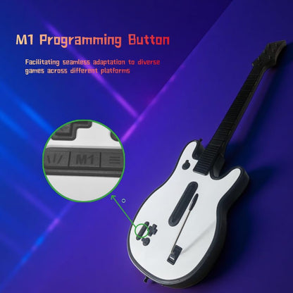 Lyvix Wireless Gaming Guitar Controller for PS4, PS3 & PC - Compatible with Guitar Hero, Rock Band, Fortnite - White Fire Color
