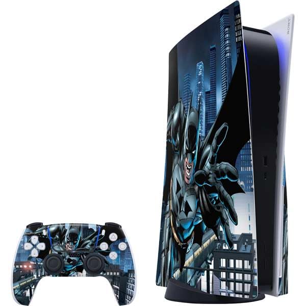 Skinit Decal Gaming Skin Compatible with PS5 Bundle - Officially Licensed DC Comics Batman Dark Knight Comic Art Action Pose Design
