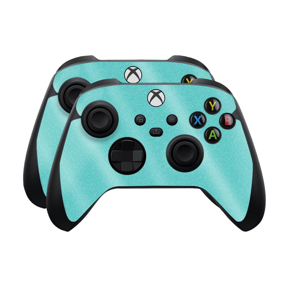Glossy Glitter Skin Compatible with Microsoft Xbox Series X|S Controller (2 Pack) - Solid Turquoise - Premium 3M Vinyl Protective Wrap Decal Cover - Easy to Apply | Crafted in The USA by MightySkins