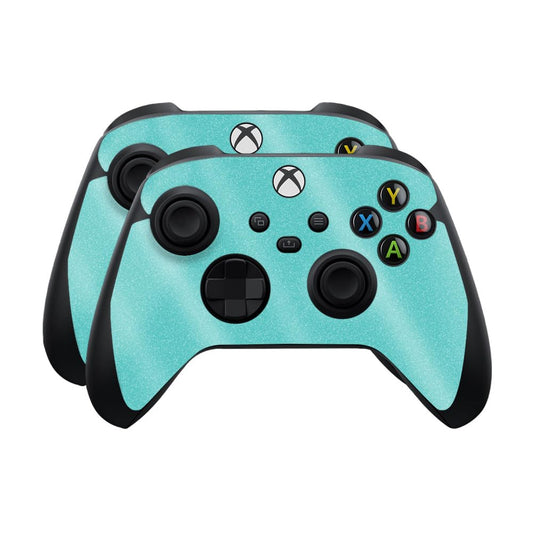 Glossy Glitter Skin Compatible with Microsoft Xbox Series X|S Controller (2 Pack) - Solid Turquoise - Premium 3M Vinyl Protective Wrap Decal Cover - Easy to Apply | Crafted in The USA by MightySkins