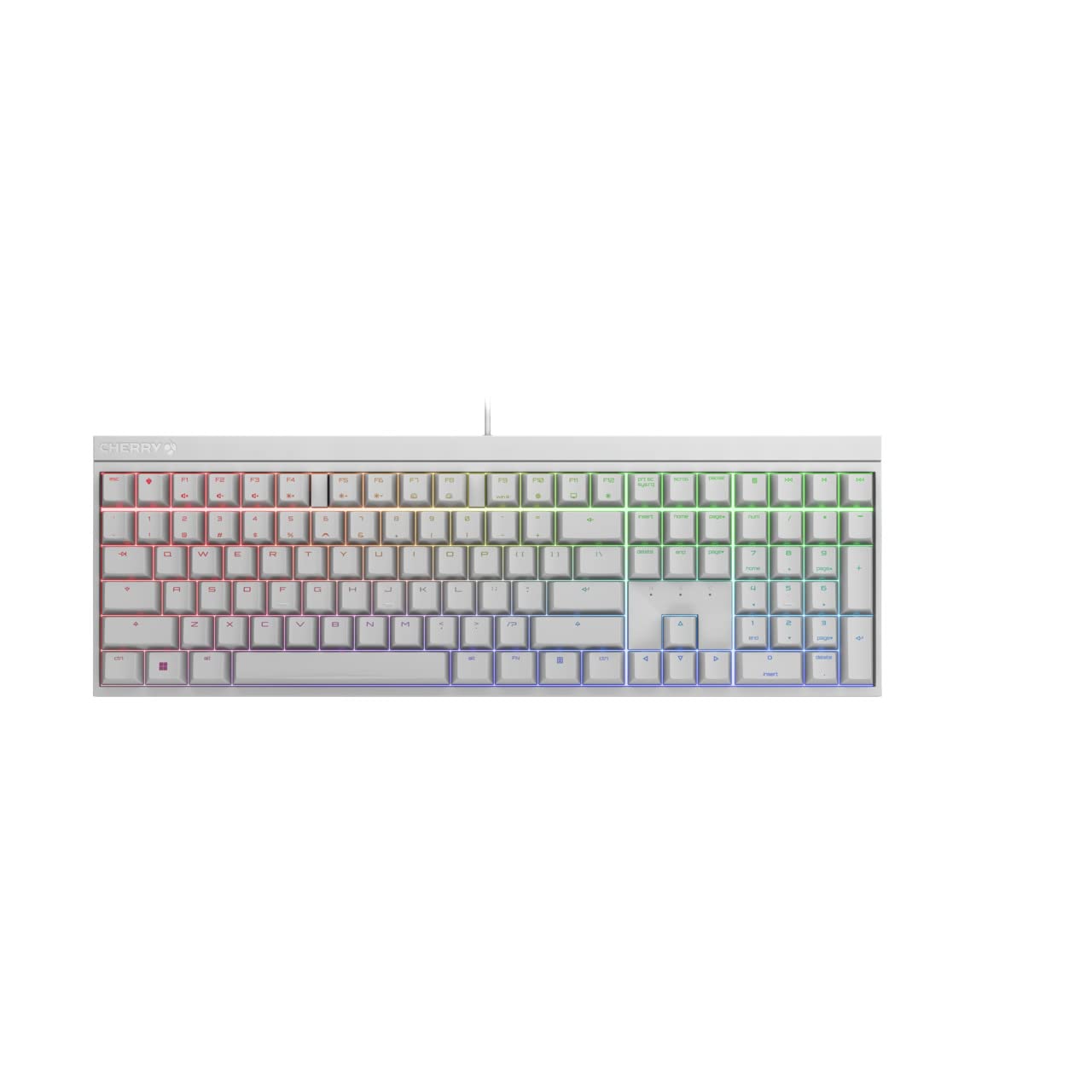 Cherry MX 2.0S Wired Gaming Keyboard with RGB Lighting Different MX Switching Characteristics: MX Black  MX Blue  MX Brown  MX RED and MX Silent RED (White - MX Silent Red Switch)