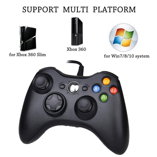 Reiso Xbox 360 Controller - 7.2 ft USB Wired PC Controller for Xbox 360 & PC - Black