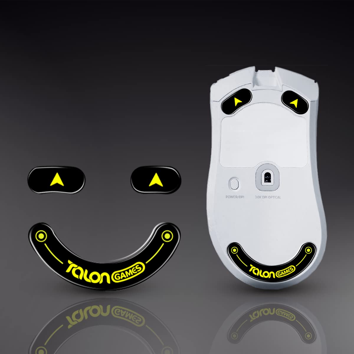 TALONGAMES Curved Edges Ultra Strong Glass Mouse Feet Skates Compatible with Rzaer Deathadder V3 Pro Gaming Mouse Feet Replacement Super Smooth Glide Fast and Durable Sole (Black)