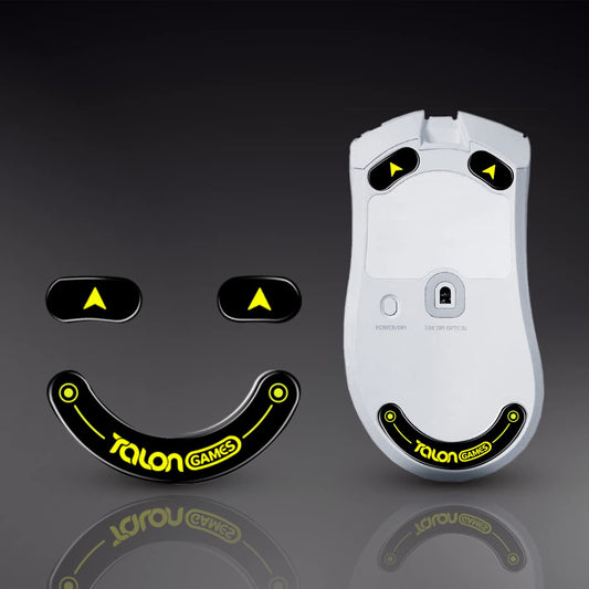 TALONGAMES Curved Edges Ultra Strong Glass Mouse Feet Skates Compatible with Rzaer Deathadder V3 Pro Gaming Mouse Feet Replacement Super Smooth Glide Fast and Durable Sole (Black)