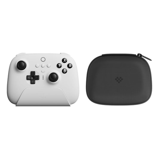 8Bitdo Ultimate Bluetooth Controller - Wireless Gamepad with Hall Sensor Joystick, Charging Dock & Travel Case, Compatible with Switch & Steam Deck, White
