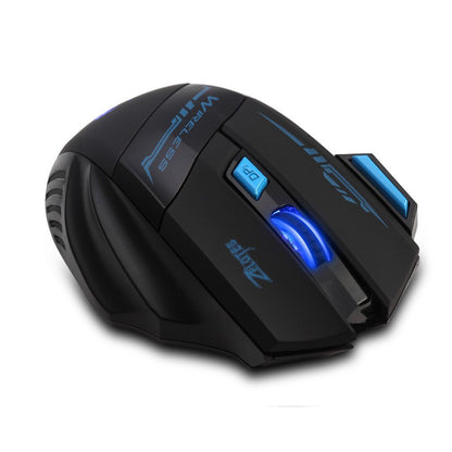 Zelotes Wireless Mouse F14 - Ergonomic, 4 DPI Settings, 7 Buttons, 2.4GHz, Black