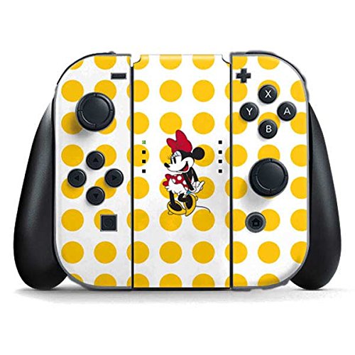 Skinit Decal Gaming Skin Compatible with Nintendo Switch (2017-2021) Joy-Con Controller - Officially Licensed Disney Minnie Mouse Profile Yellow Dots Design