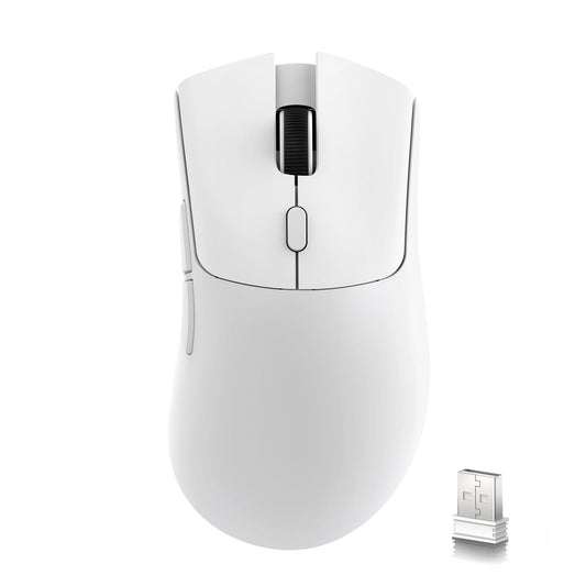 ATTACK SHARK R1 Wireless Gaming Mouse - 2.4G/Wired/BT5.2, 55g, 18K DPI, Ergonomic Design, White