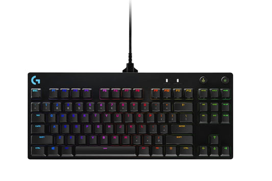 Logitech G Pro TKL Mechanical Wired Gaming Keyboard GX Blue Clicky Switch and LIGHTSYNC RGB Backlit Keys  12 programmable F-key macros  Black - 920-009388 (Renewed)