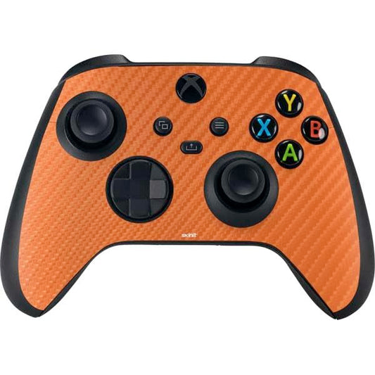 Skinit Decal Gaming Skin Compatible with Xbox Series X Controller - Orange Carbon Fiber Specialty Texture Material Design