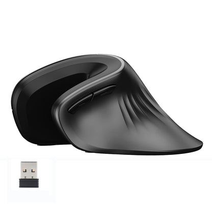 YOCUNKER USB Rechargeable Wireless Vertical Mouse - Ergonomic 6 Buttons, L Size, Black, Reduces Wrist Strain, Compatible with Mac/PC/Laptop