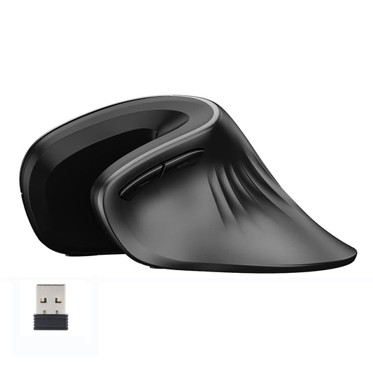 YOCUNKER USB Rechargeable Wireless Vertical Mouse - Ergonomic 6 Buttons, L Size, Black, Reduces Wrist Strain, Compatible with Mac/PC/Laptop