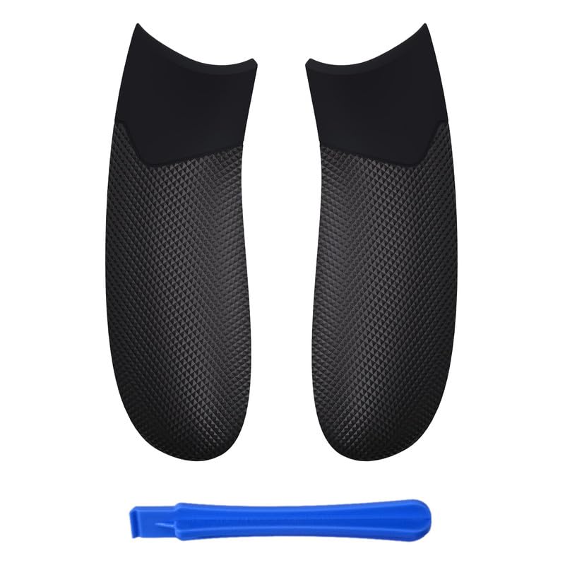 eXtremeRate Black Rubberized Grips for Xbox Series X/S Controller - Non-Slip Diamond Texture Side Rails - Model PX3C3001