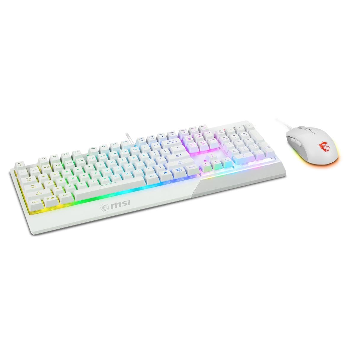 MSI Vigor GK30 Combo White, 6-Zone RGB GK30 Gaming Keyboard & GM11 Gaming Mouse, Water Repellent & Splash-Proof, 5000 DPI