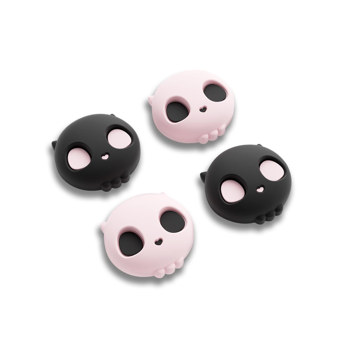 GeekShare Halloween Skull Joystick Caps Compatible with Nintendo Switch 2  Anti-Slip Silicone Thumb Grip Caps for Switch 2025  Black & Pink  4PCS
