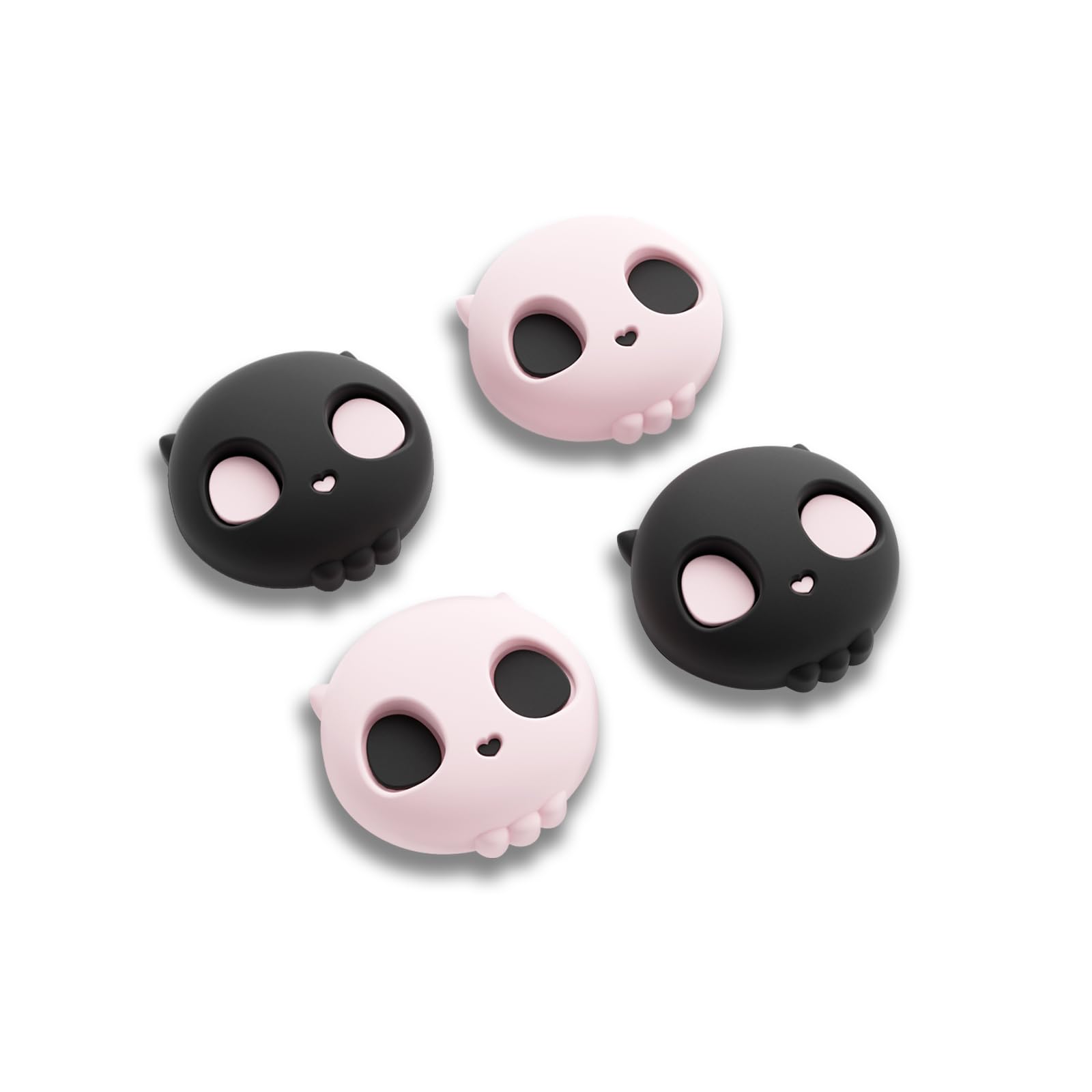 GeekShare Halloween Skull Joystick Caps Compatible with Nintendo Switch 2  Anti-Slip Silicone Thumb Grip Caps for Switch 2025  Black & Pink  4PCS
