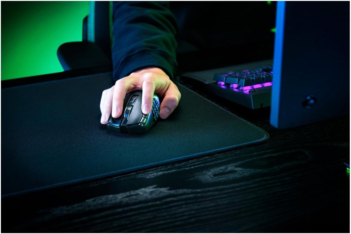 Razer Naga V2 HyperSpeed Wireless MMO Gaming Mouse - 19 Programmable Buttons, Black, Renewed