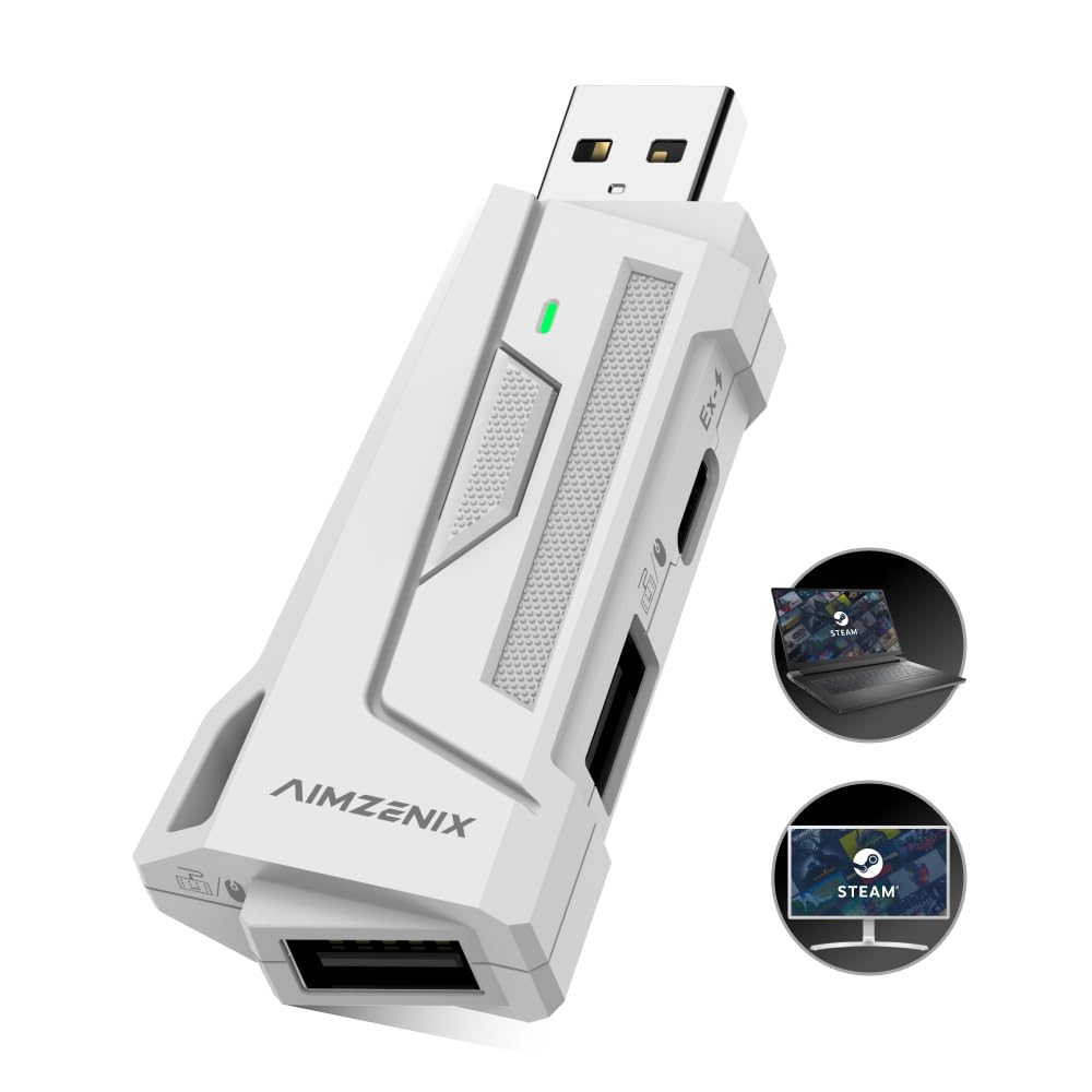 AIMZENIX AX200 Keyboard and Mouse Adapter, Compatible with PC, Nintendo Switch, Nintendo Switch 2, Tunable Smart Assist via App,