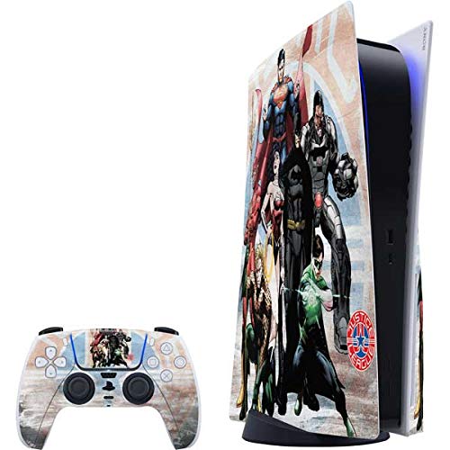 Skinit Decal Gaming Skin Compatible with PS5 Bundle - Officially Licensed Justice League Heroes Stance 2 Design