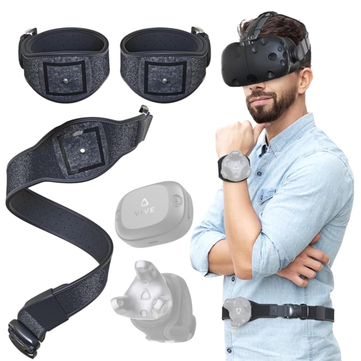 Skywin VIVE Tracker Straps for HTC Vive  3.0  2.0  and Ultimate Trackers (1 Belt 2 Straps)  Secure and Comfortable Full Body Tracking (Trackers Not Included)