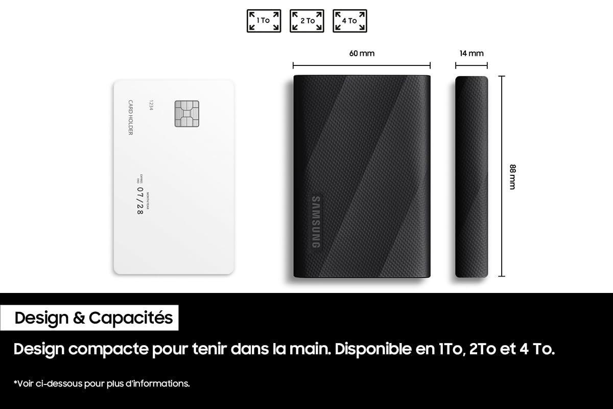 Samsung T9 Portable SSD 2TB, USB 3.2 Gen 2x2, Black, Up to 2,000MB/s, Drop Resistant, Model MU-PG2T0