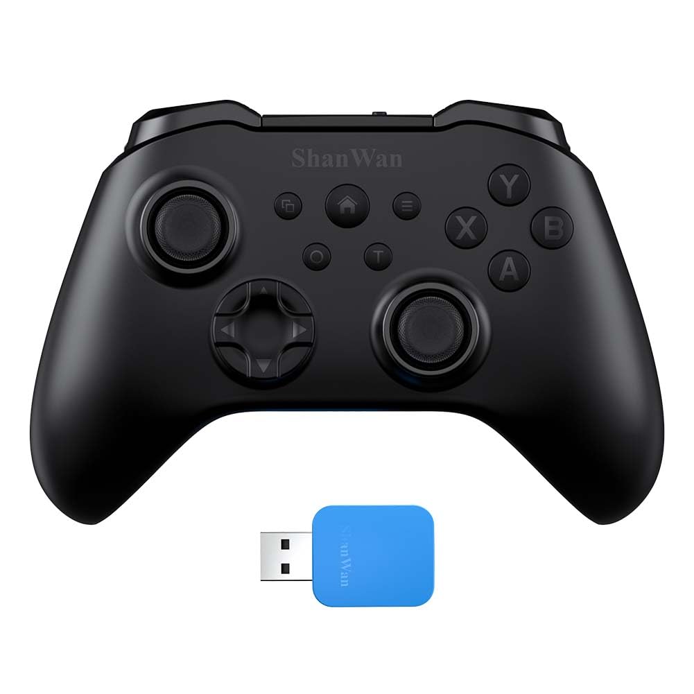 ShanWan Wireless Controller for PC  iPhone  Android  Switch  Steam  Gamepad 2.4G Bluetooth Controller with Hall Effect Trigger Turbo Rumble Vibration (Black)