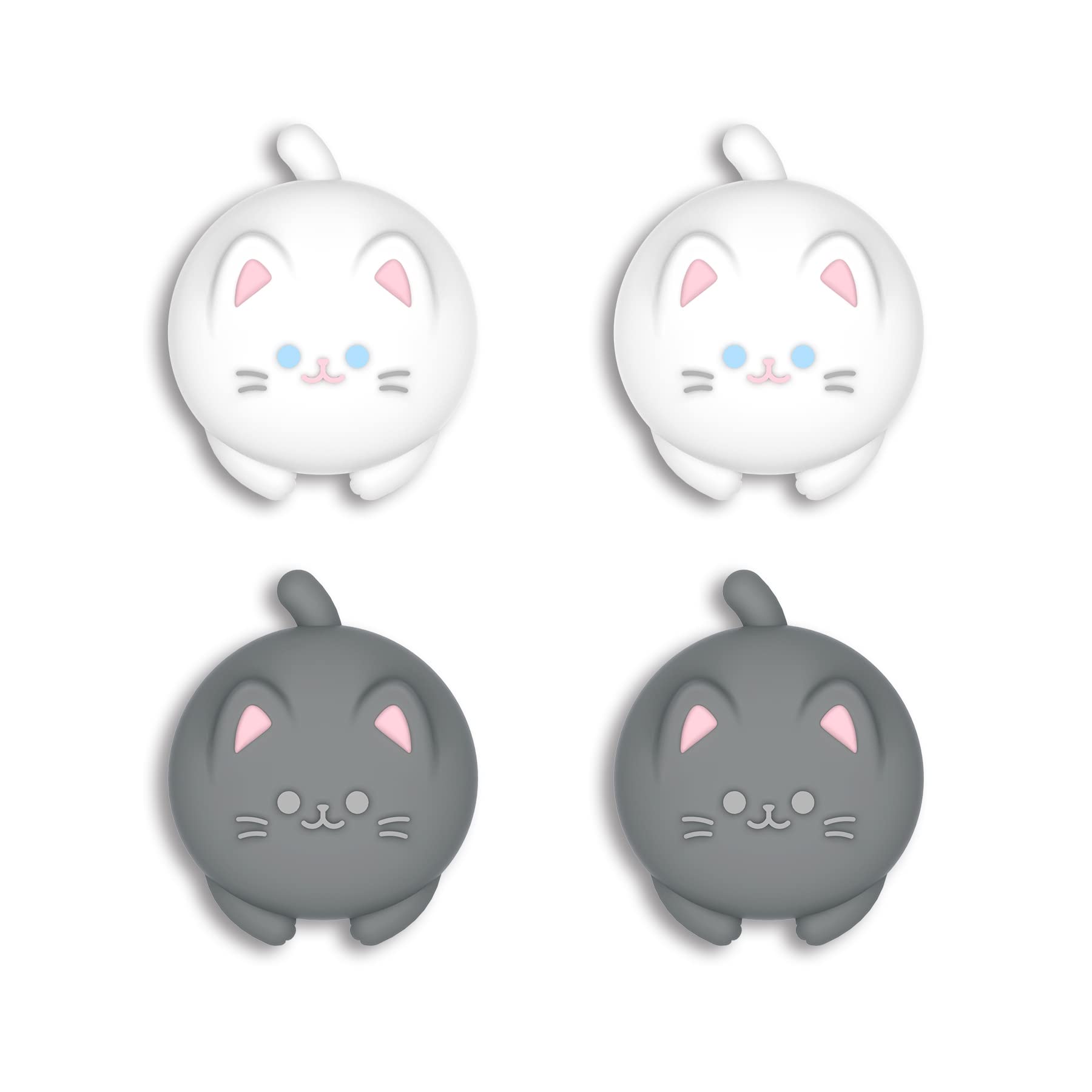 PlayVital Thumb Grips for Nintendo Switch 2 | Kawaii Silicone Joystick Caps (4-Pack) - Cute Accessories Animal Design Thumbstick Covers for Joycon 2 - Cutie Kitty