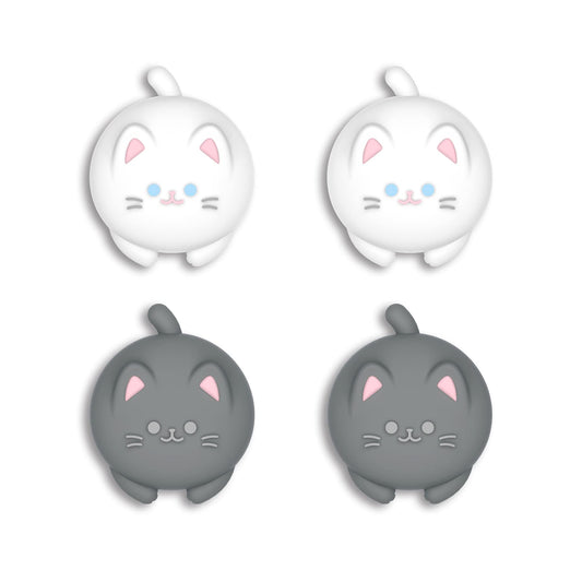 PlayVital Thumb Grips for Nintendo Switch 2 | Kawaii Silicone Joystick Caps (4-Pack) - Cute Accessories Animal Design Thumbstick Covers for Joycon 2 - Cutie Kitty