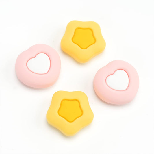 GeekShare Cute Silicone Joy Con Thumb Grip Caps  Joystick Cover Compatible with Switch/OLED/Switch Lite 4PCS - Cream Heart