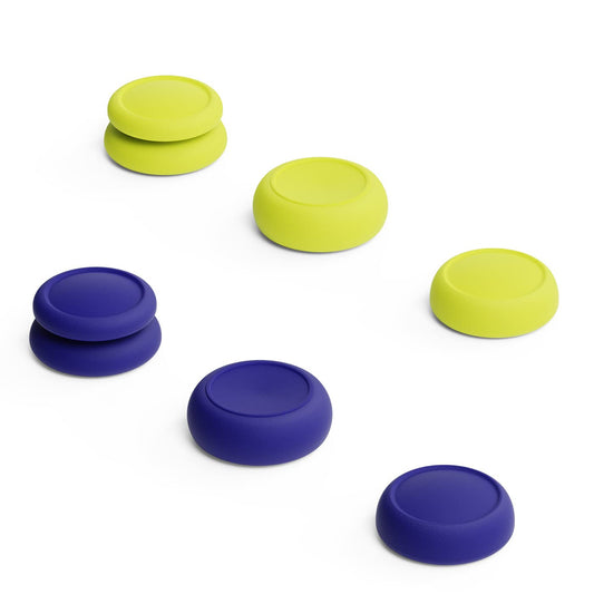 Skull & Co. Skin  CQC and FPS Thumb Grip Set Joystick Cap Analog Stick Cap for Nintendo Switch Joy-Con Controller - Blue + Neon Yellow  3 Pairs(6pcs)