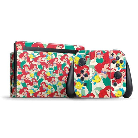 Skinit Decal Gaming Skin Compatible with Nintendo Switch Bundle - Officially Licensed Disney The Little Mermaid Ariel and Flounder Pattern Design