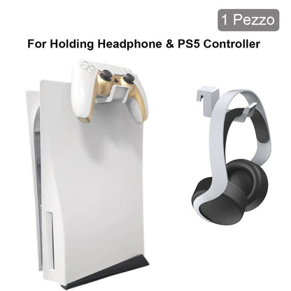 Bealuffe PS5 Headset Holder - White Gaming Headphone Hanger for PlayStation 5