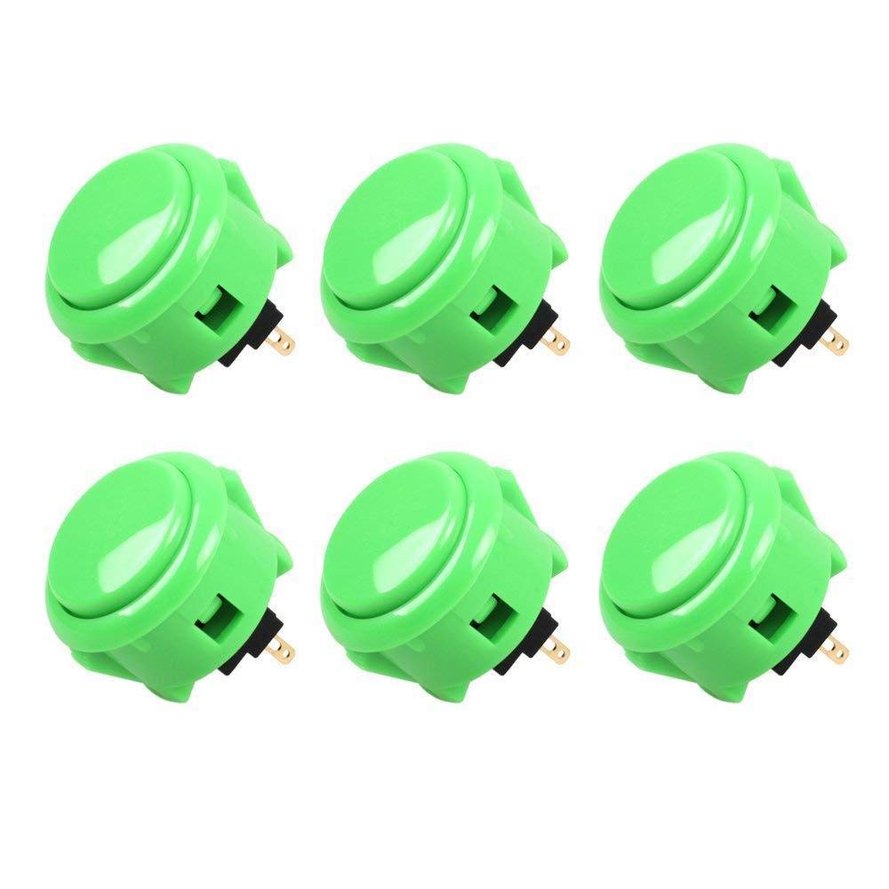 SANWA 6 pcs OBSF-30 Original Push Button 30mm - for Arcade Jamma Video Game & Arcade Joystick Games Console (Green) SatNWA