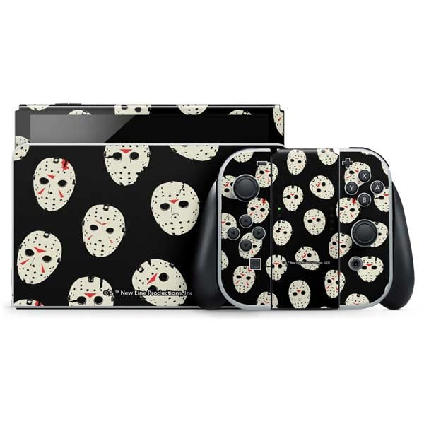 Skinit Decal Gaming Skin Compatible with Nintendo Switch OLED (2021) - Officially Licensed Warner Bros Friday The 13th Jason Voorhees Pattern Design