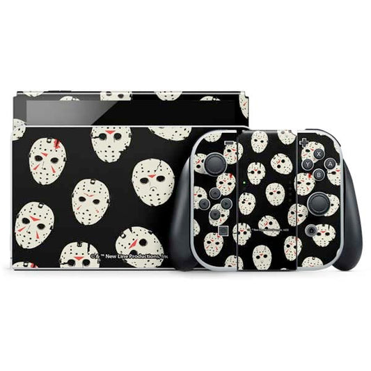 Skinit Decal Gaming Skin Compatible with Nintendo Switch OLED (2021) - Officially Licensed Warner Bros Friday The 13th Jason Voorhees Pattern Design