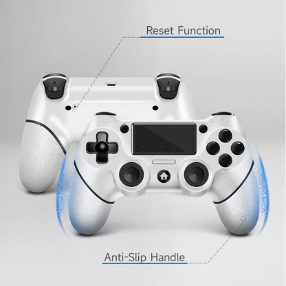 AceGamer Wireless PS4 Controllers - Non-Slip Grip, 2 USB-C Cables, White (2 Pack)