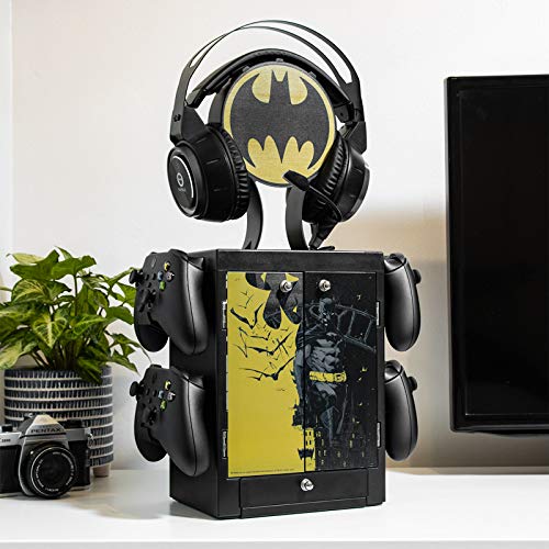 Numskull Batman Gaming Accessory Locker & Storage Stand – Holds 10 Games, 4 Controllers, Compact Black Organizer, Model NS2611
