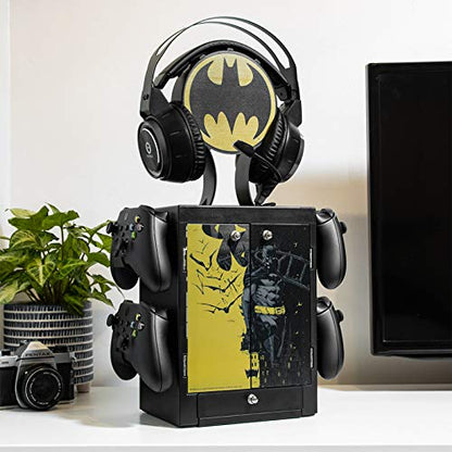 Numskull Batman Gaming Accessory Locker & Storage Stand – Holds 10 Games, 4 Controllers, Compact Black Organizer, Model NS2611