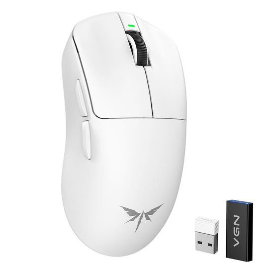 VGN F1 MOBA Wireless Gaming Mouse  4K Polling Wired/Wireless Gamer Mice with 26K Optical Sensor  55g Lightweight  200h Battery Life  6 Programmable Buttons  USB-C Charging  for PC/Mac/Laptop  White