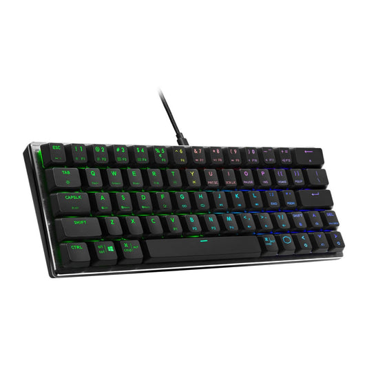 Cooler Master SK620 60% Space Gray Mechanical Low Profile Gaming Keyboard, Click Blue Switches, Customizable RGB, Ergonomic Desi