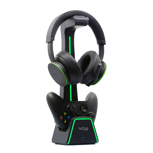 Tilted Nation 3 in 1 Gaming Headset & Controller Stand - PS5/Xbox Charging Station, Black, Model TNPHANTOMB