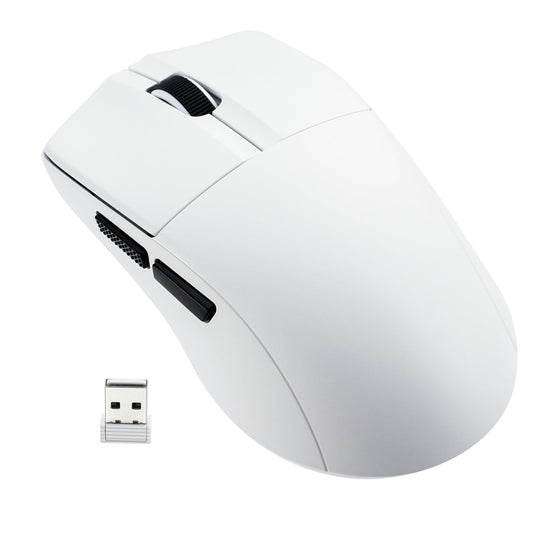 HUO JI Wireless Gaming Mouse - 49g Ultra-Light, 26,000 DPI, Bluetooth 5.1, 150 Hr Battery, Model X-44, White