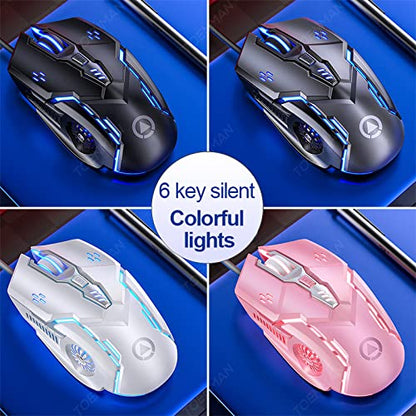 SMAIGE Wired Gaming Mouse - USB, Chroma RGB Backlit, 3200 DPI, Ergonomic Design, White