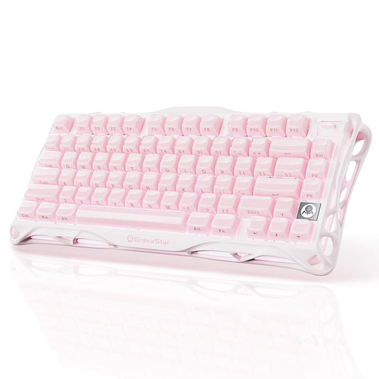 GravaStar Mercury K1 75% Pink Wireless Keyboard  Aluminum Alloy Exoskeleton Design Mechanical Gaming Keyboard  Gasket Hot-Swap Socket  Linear Switches  RGB Backlit