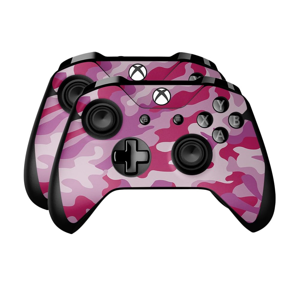 Skin Compatible with Microsoft Xbox One Controller (2 Pack) - Pink Camo - Premium 3M Vinyl Protective Wrap Decal Cover - Easy to Apply | Crafted in The USA by MightySkins