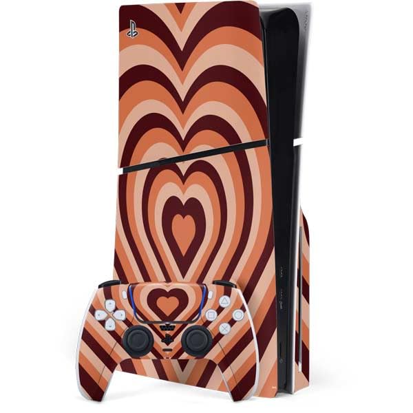 Skinit Decal Gaming Skin Compatible with PS5 Slim Disk Bundle - Autumn Heart Pattern Design