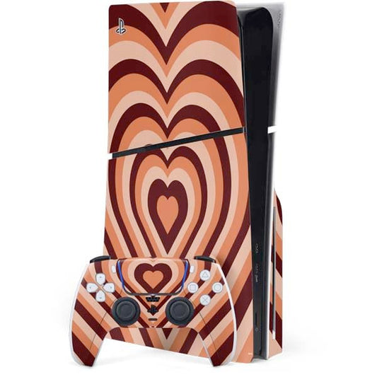 Skinit Decal Gaming Skin Compatible with PS5 Slim Disk Bundle - Autumn Heart Pattern Design