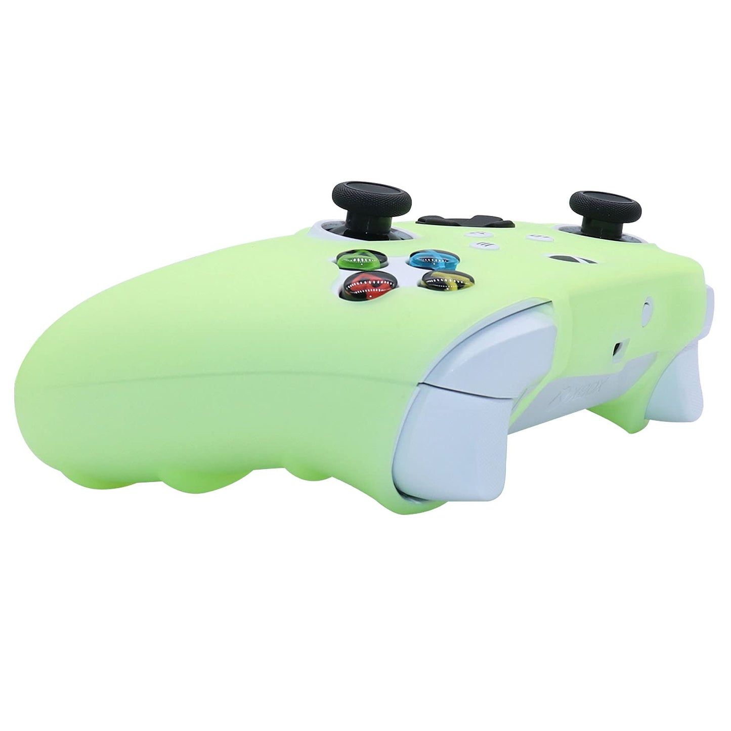 HLRAO Glow Green Silicone Cover for Xbox Series X/S Controller, Anti-Slip Soft Rubber with 6 Thumb Grip Caps