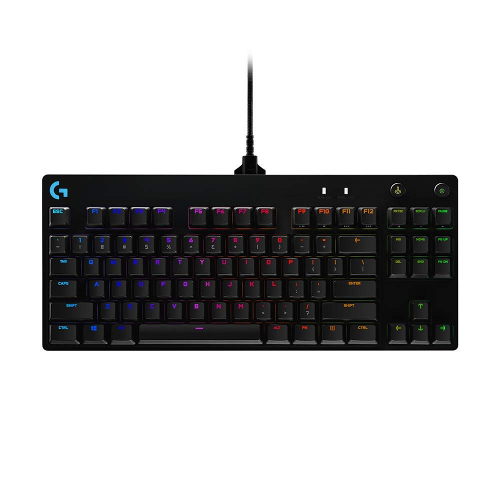 Logitech G PRO Mechanical Gaming Keyboard  Ultra Portable Tenkeyless Design  Detachable Micro USB Cable  16.8 Million Color LIGHTSYNC RGB Backlit Keys